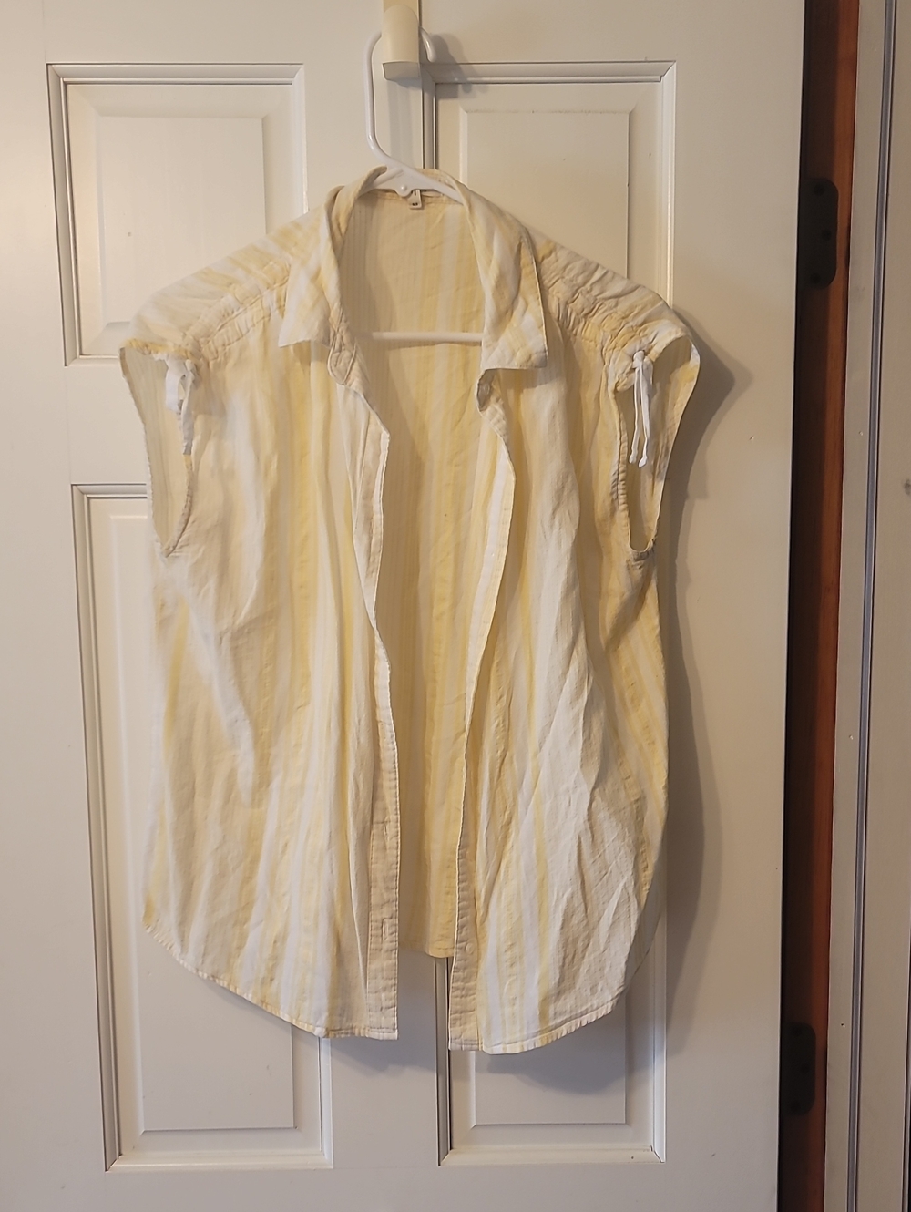 Maurices Yellow and White Striped Button-Down Women's Shirt